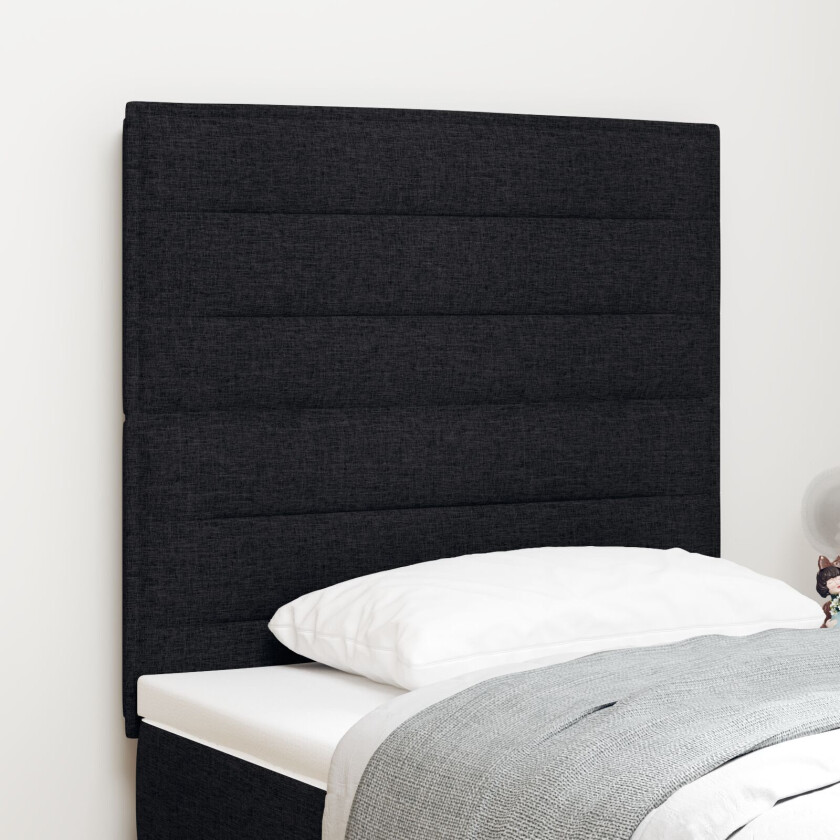 Sengegavl Linjer Design Svart 100 cm Stoff