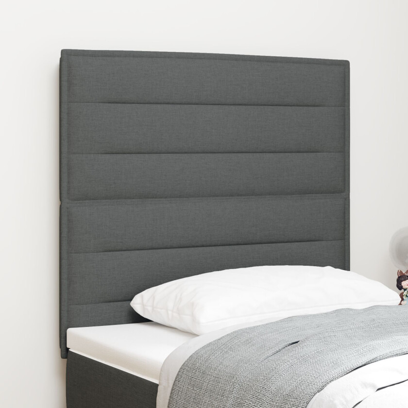 Sengegavl Linjer Design Mørkegrå 100 cm Stoff