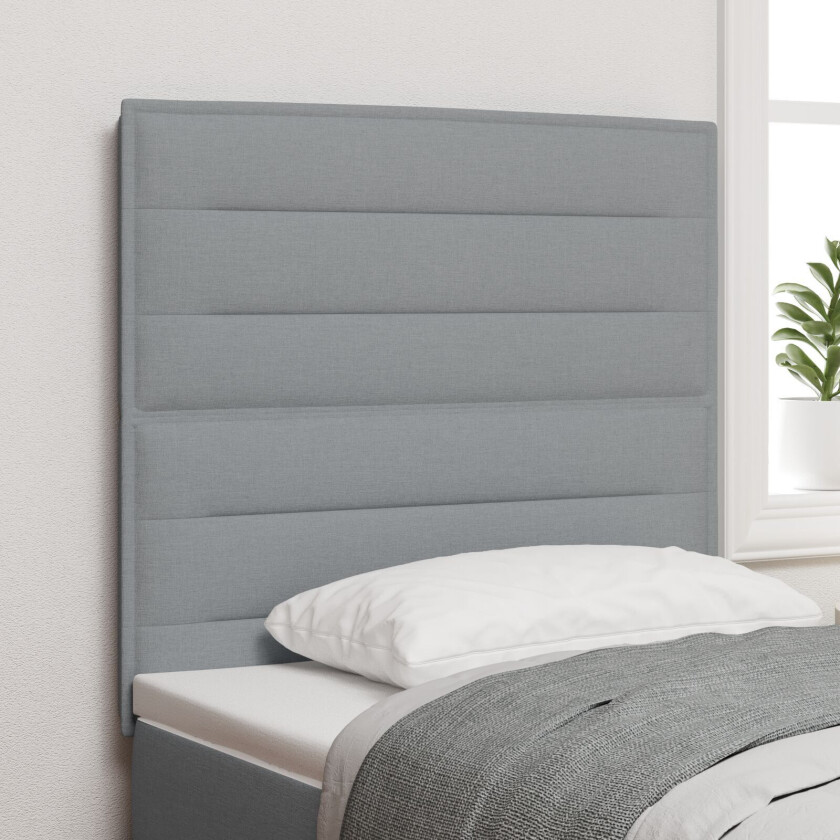 Sengegavl Linjer Design Lysegrå 100 cm Stoff