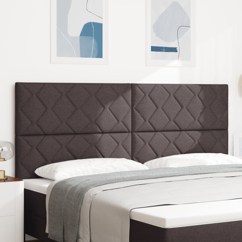 Sengegavl Diamant Blokk Design Mørk Brun 200 cm Stoff