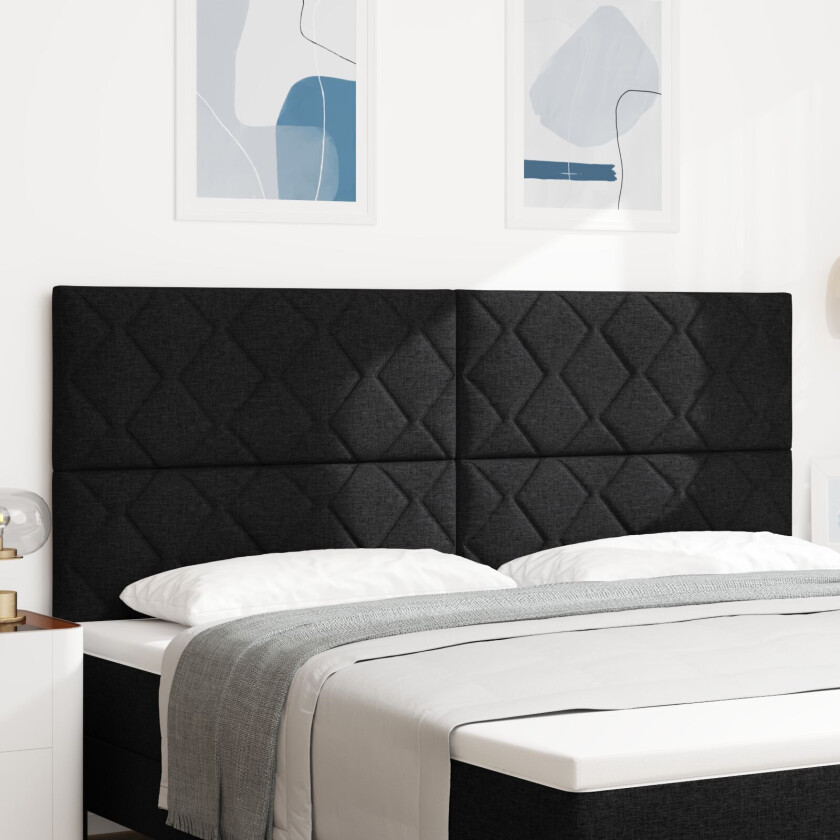 sengegavl diamantblokker design svart 200 cm stoff