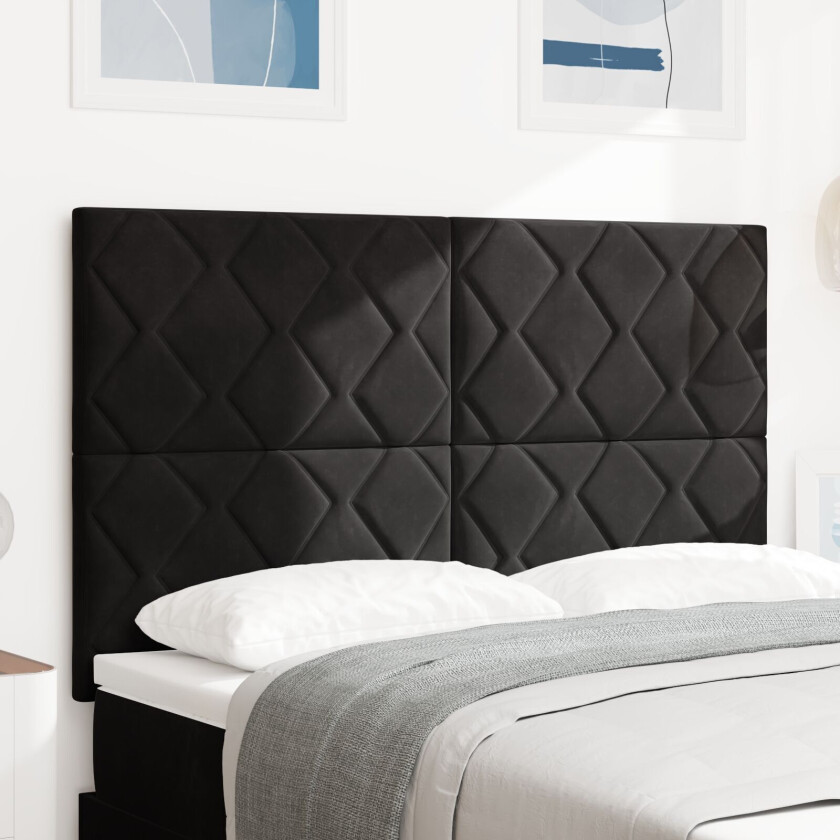Svart Diamantblokker Design Sengegavl 140 cm Fløyel