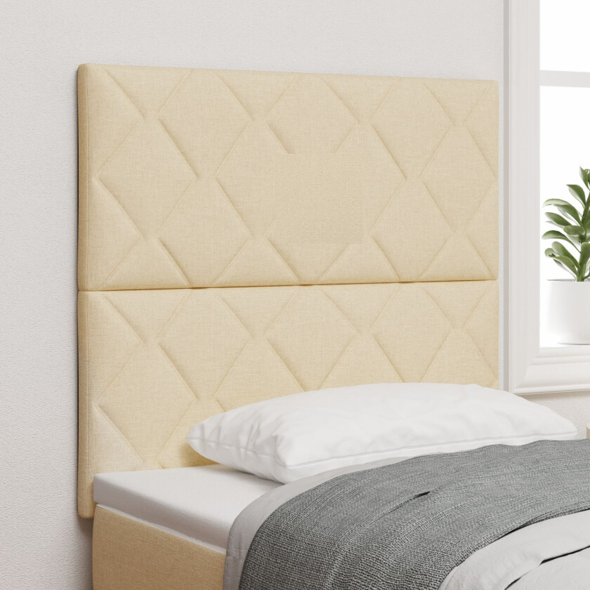 Sengegavl Diamantblokk Design Kremhvit 100 cm Stoff, Sengegavl Diamantblokk Design Kremhvit 200 cm Stoff