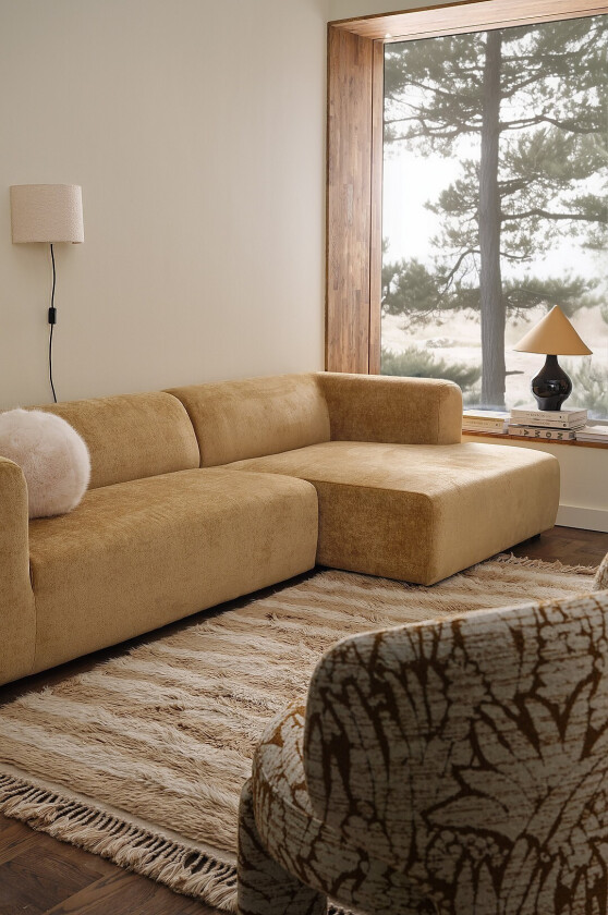 Sofa Poletta 4-seter med sjeselong - Gul