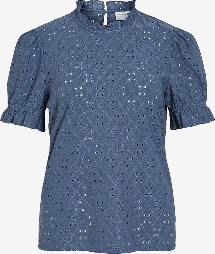 Topp viKawa S/S Flounce Top - Blå