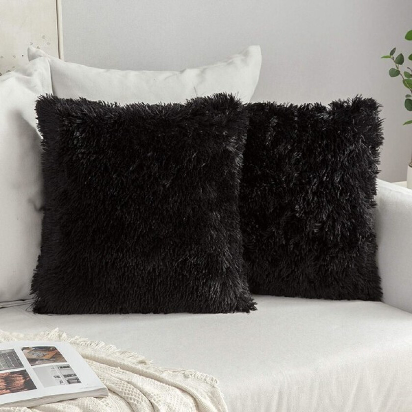 Pakke med 2 myke pynteputer, 16\"x16\", svart