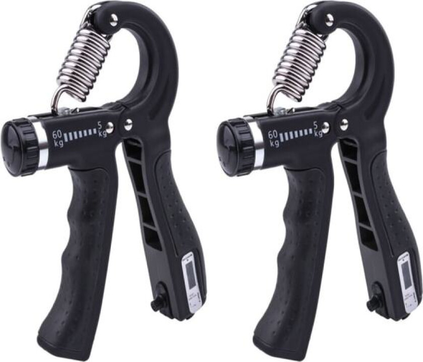 Håndgrepstrener/Håndtrener med justerbar motstand 5-60 kg 2-pakning Svart