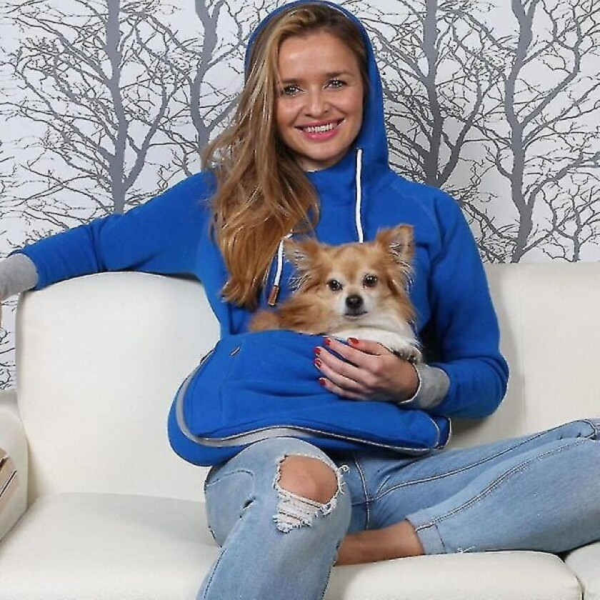 Hoodie med kjæledyr lommer for hunder og katter for unisex hettegenser Hu lomme (FMY)