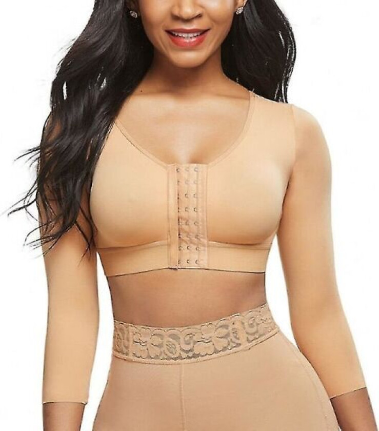 Shapewear for kvinner 3/4-ermet Arm Shaper Frontlukking Kompresjons-BH Post Surgery Posture Corrector Tankini BEIGE
