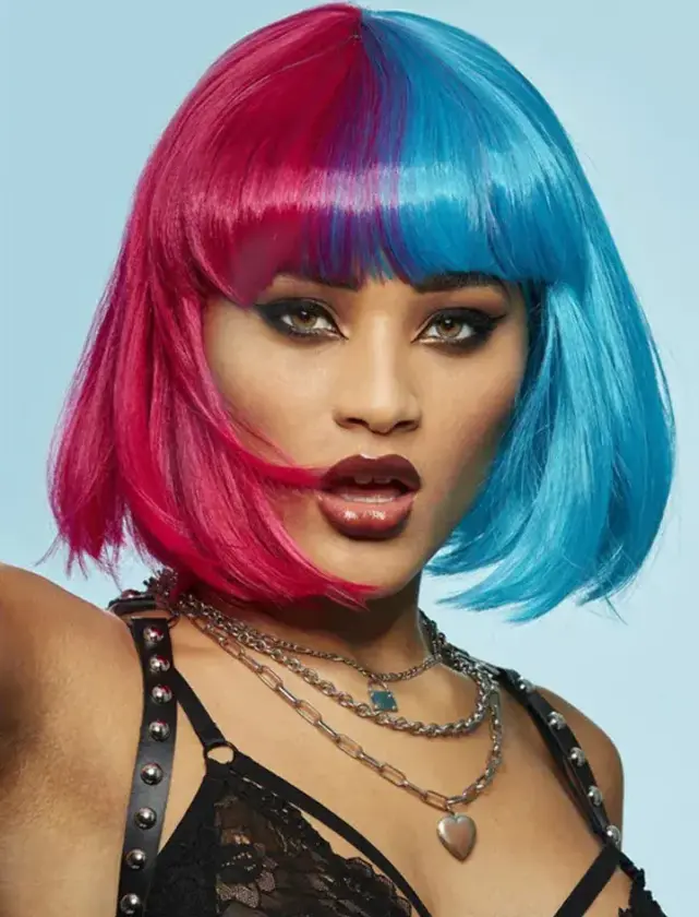 Manic Panic Red & Blue Bob Wig