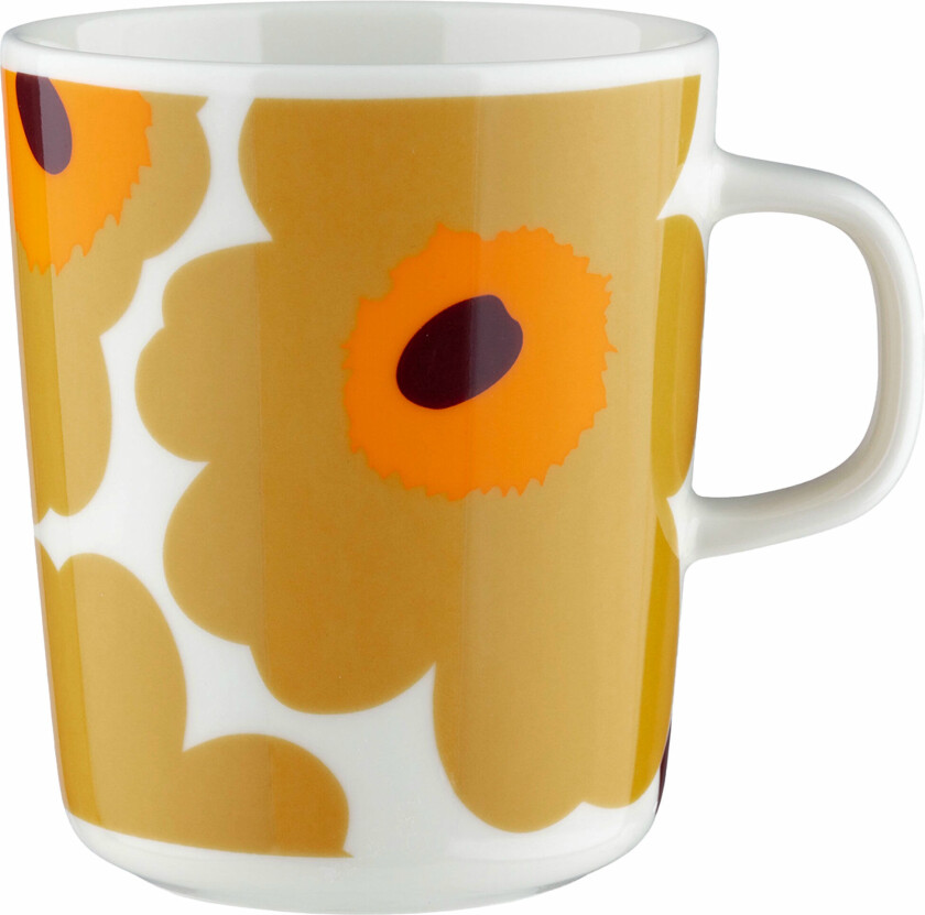 Unikko krus 2,5 dl, hvit/karamell/oransje