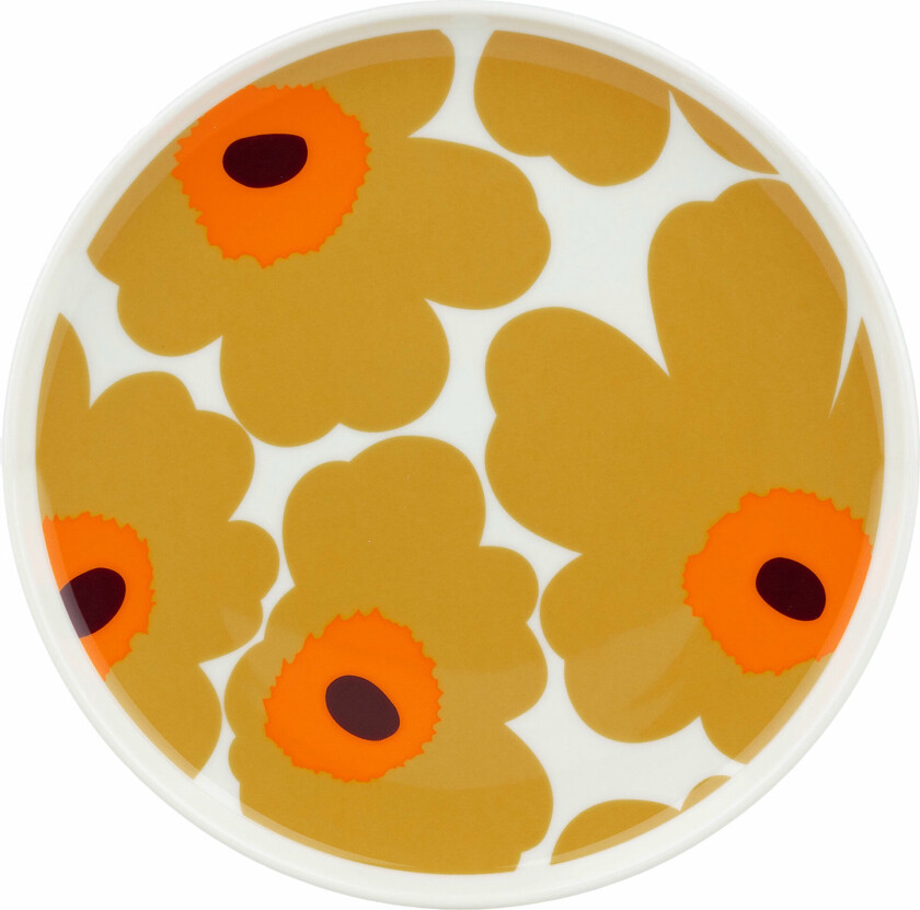 Unikko tallerken Ø20 cm, hvit/karamell