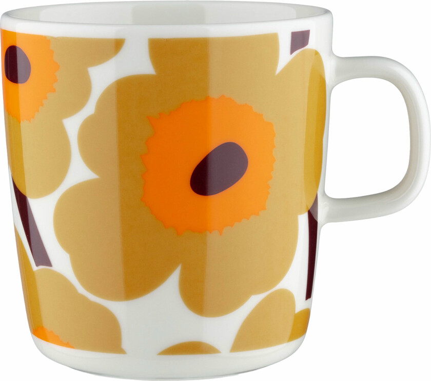 Unikko krus 4 dl, hvit/karamell/oransje