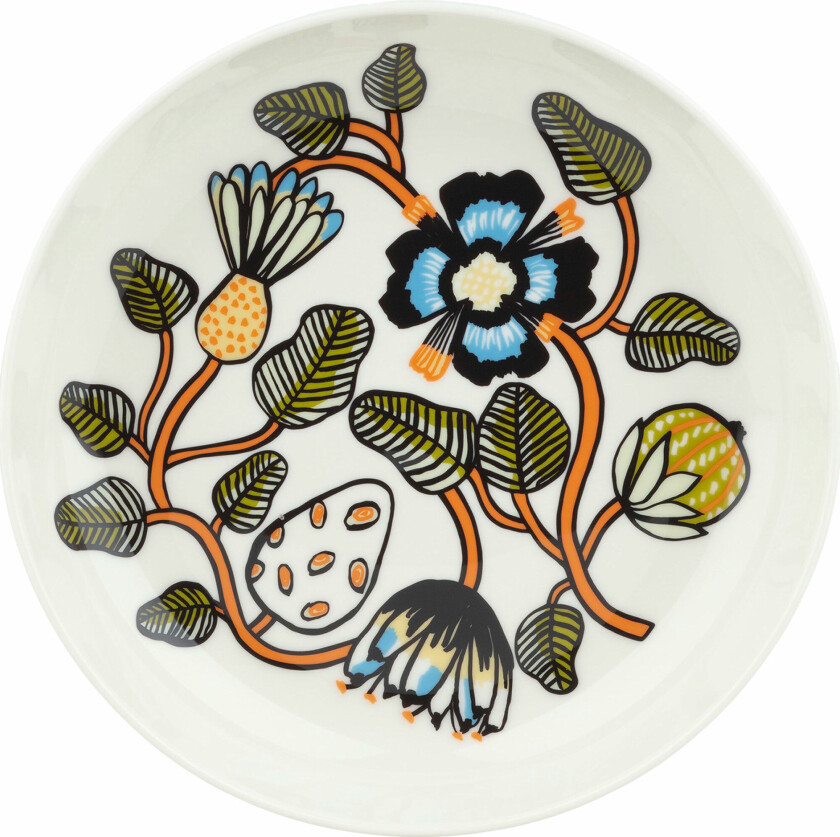 Tiara dyp tallerken Ø20,5 cm, hvit/grønn/oransje