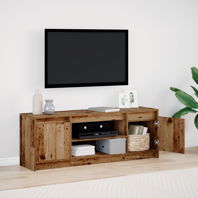 TV-møbel med LED, gammel tre 139,5x34x50 cm, konstruert tre