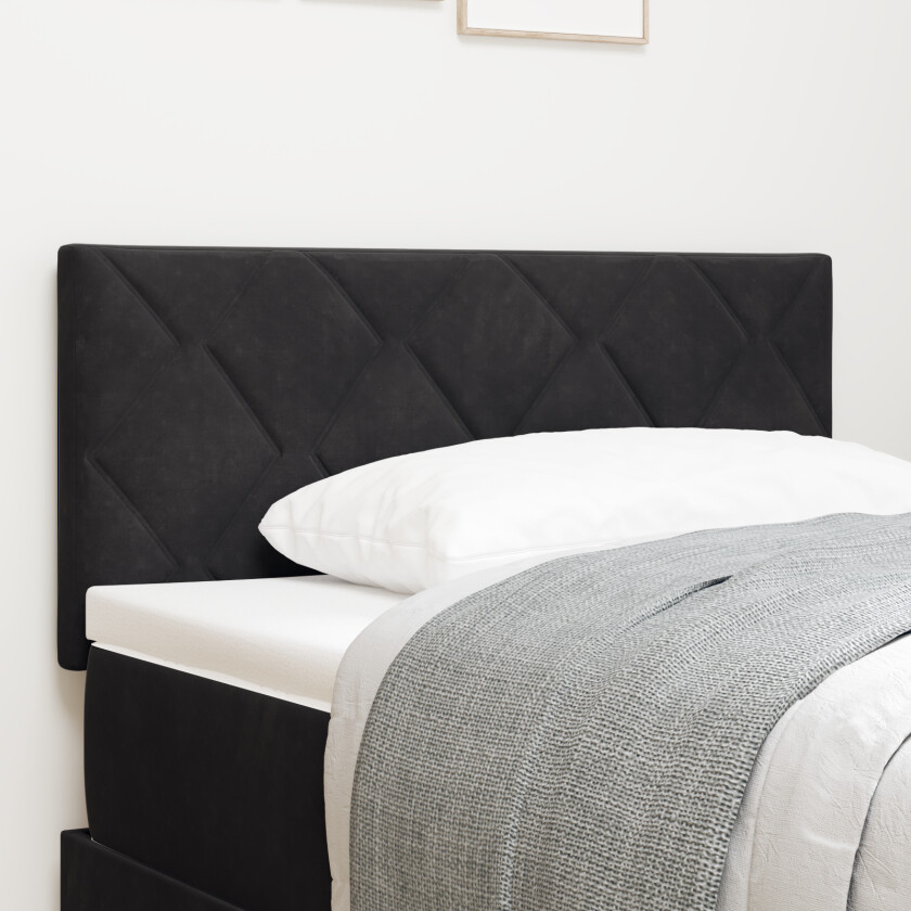 LED Sengegavl Diamantblokk Design Svart 90 cm Velvet, Sengegavl Diamantblokk Design Svart 90 cm Velvet