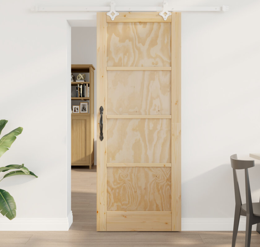 Skyvedør med Stativ 78x202 cm Solid Tre Furu, Innerdør "ORKDAL" 78x202x4 cm Solid Tre Furu