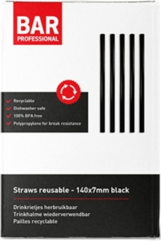 Plastik Sugerør Genanvendelige 14 Cm - 200 Stk