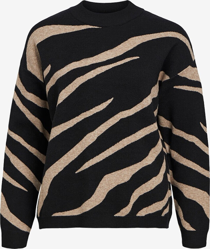 Genser objRay LO L/S Knit Pullover - Svart