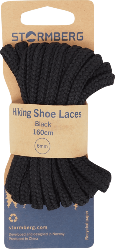 Hiking Shoe Laces Black 160cm, skolisser BLACK