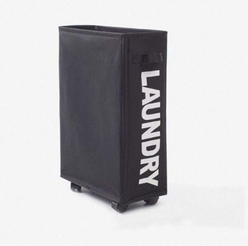 42 liters sammenleggbar klesvaskurv - svart med 4 hjul, klesvaskkurv, rektangulær klesvaskkurv for oppbevaring av klær hjemme