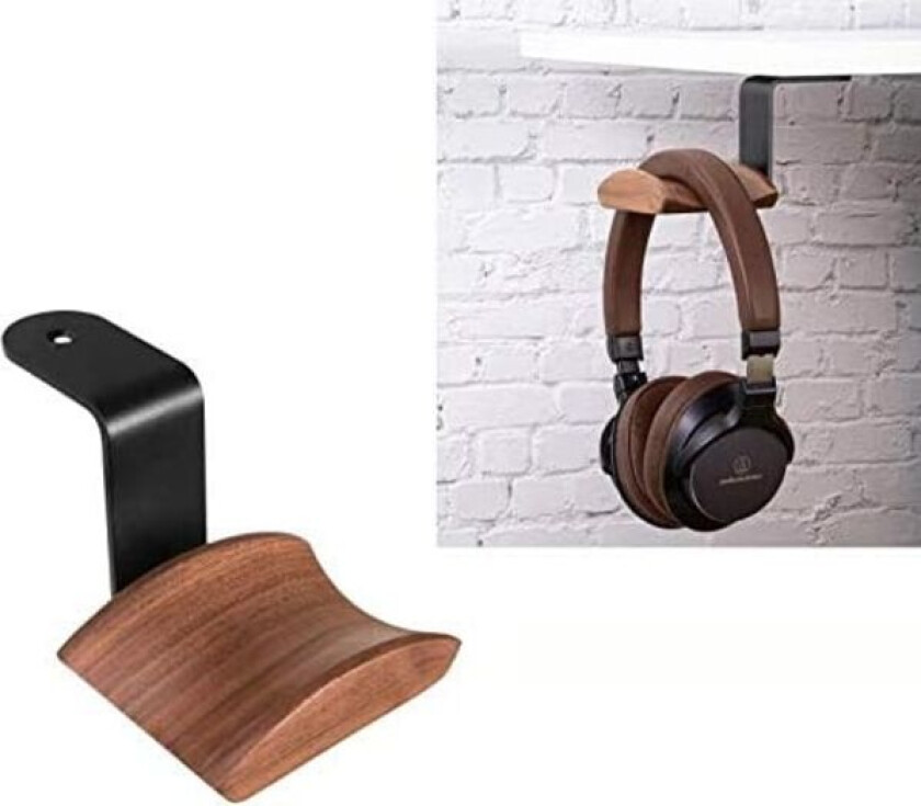 1 stk. headset-holder (WALNUT-Z), hodetelefonstativ, hodetelefonholder, hodetelefonveggfeste