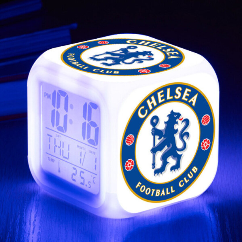 Sports Club Fotball LED Vekkerklokke Lysende Digital Klokke 7 Farger Klokke Mini Barn Sengeside Vekkerklokke