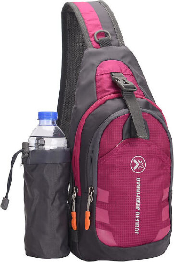 Sling Ryggsekk Slitasjebestandig Vanntett Skulder Bryst Pakke Crossbody Veske Med Avtakbar Vannflaskeholder Pung For Fotturer Reise (Rose Red)