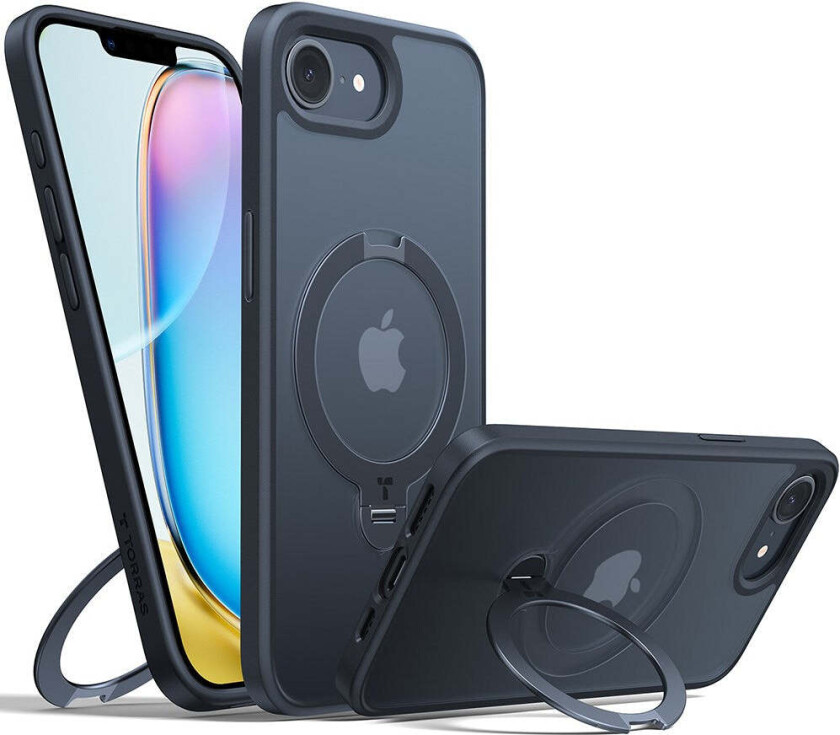 TORRAS iPhone 16e Ostand Spin Hybrid Deksel med Kickstand - Svart