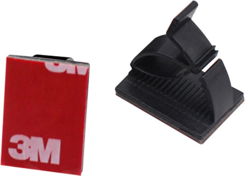 100 stk Kabelklips med rød 3M selvklebende tape