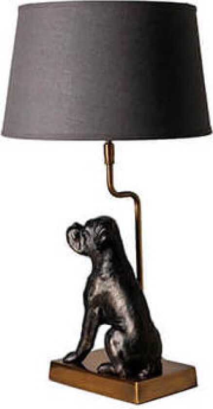 Hund bordlampe svart/gull
