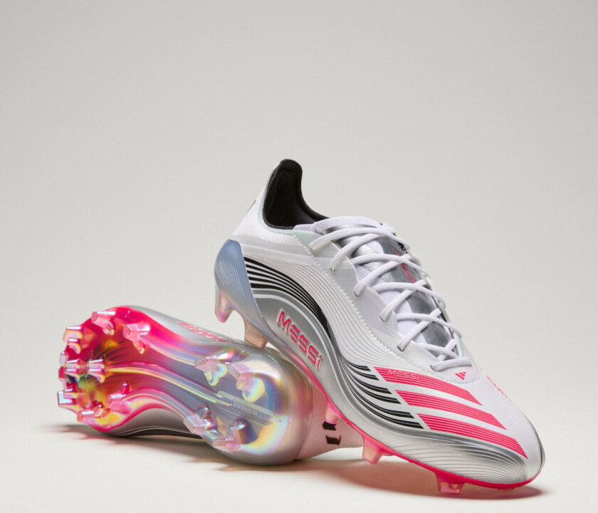 F50 Messi Elite FG Prestig10 - Fottøy Hvit/Lucid Red/Sølv Metallisk - Gress (FG), størrelse 46