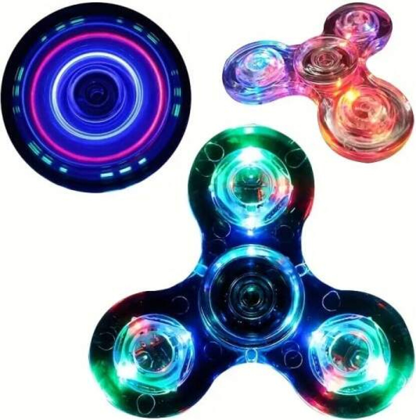 Krystall Lysende LED Lys Fidget Spinner - Gløder I Mørket EDC Stressavlastende Leke