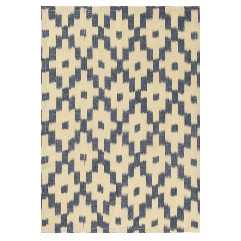 Ikat Kjøkkenhåndkle - Ink Blue/Off-white