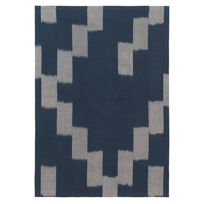 Ikat Kjøkkenhåndkle - Ink Blue/Parchment