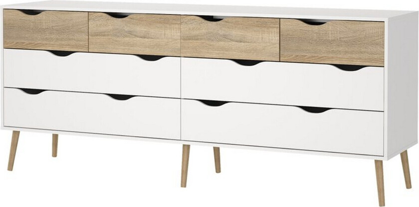 Hostafranc TV-benk 196 cm - Hvit/Natur