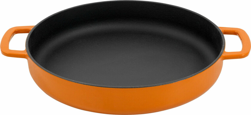 Stekepanne i støpejern med 2 håndtak, Orange, 28 cm