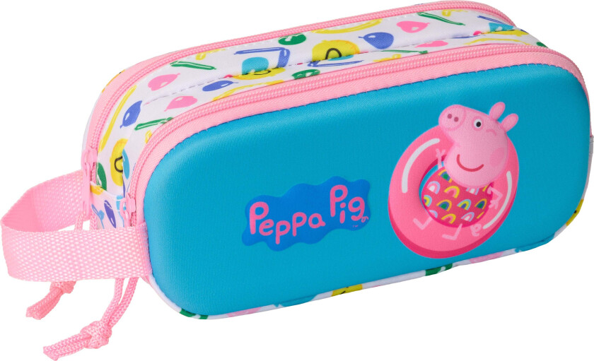 3D Dobbeltpennal, Blå/Rosa - Pennal - Polyester