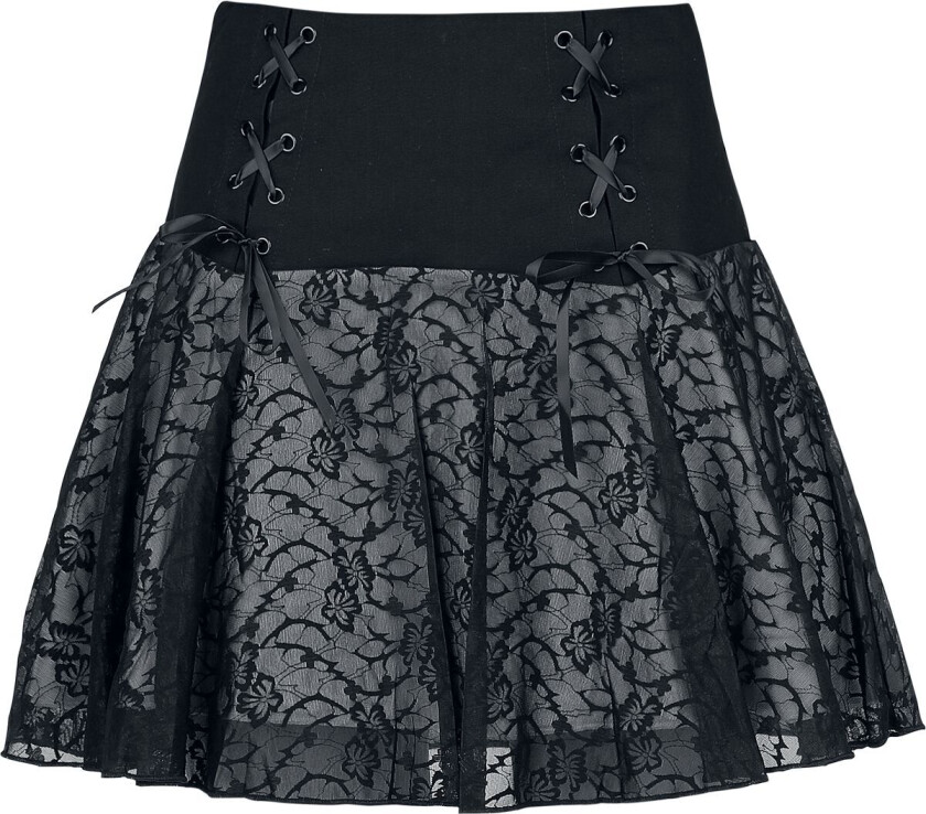 Goth Kort skjørt - Lace Skirt - XS til XXL - Damer - svart-hvit
