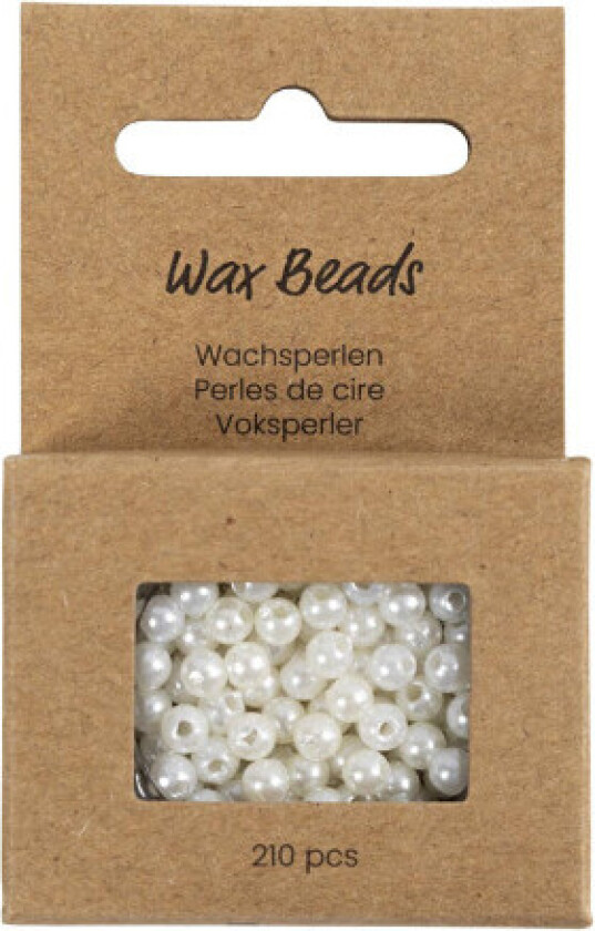 Voksperler, diam. 4 mm, hullstørrelse 1,5 mm, perlemor, 210 stk / 1 pk.