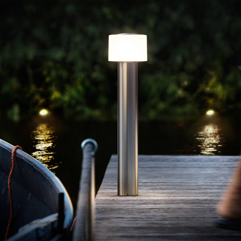 LED-sokkellampe Otis UE, rustfritt stål, IP44