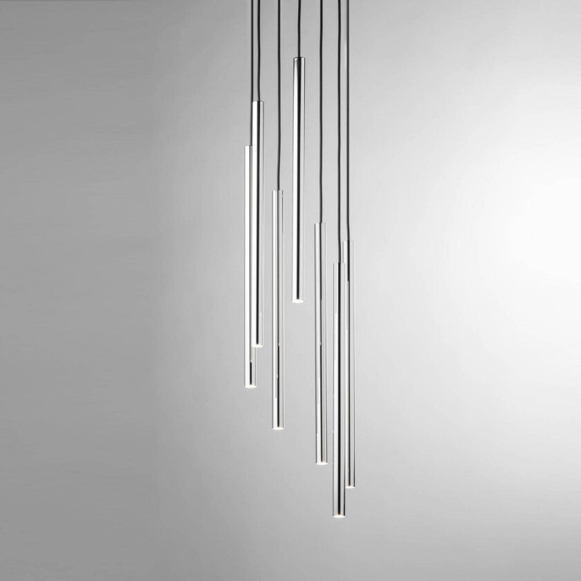 Hengelampe Sopel Lux, 7 lyskilder, rund, svart/sølv, G9