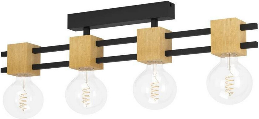 Takbelysning Eglo Levantara Svart/Tre med 4 Lamper