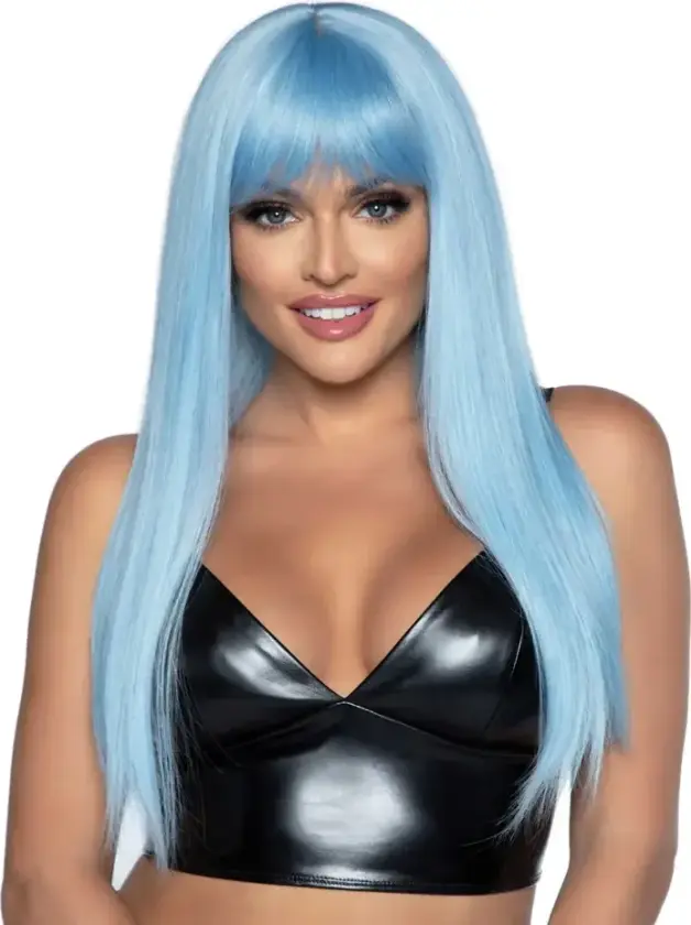 Long Straight Bang Wig Blue