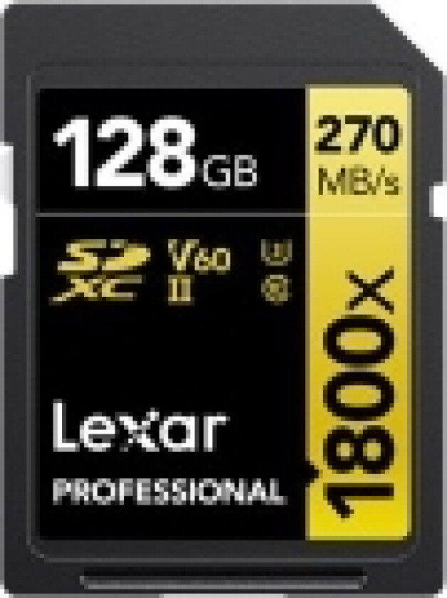 Lexar Professional 1800x SDXC 128 GB klasse 10 UHS-II/U3 V60-kort (LSD1800128G-BNNNG)