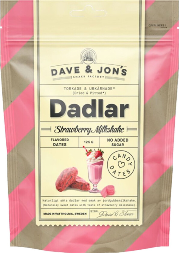 Bilde av Dave & Jon's Dadler Strawberry Milkshake - 125 gram