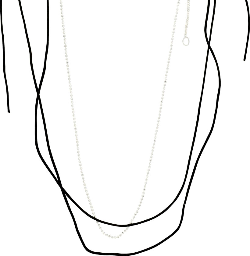 CHARM halskjeder 2-i-1 sett, sølvbelagt/svart