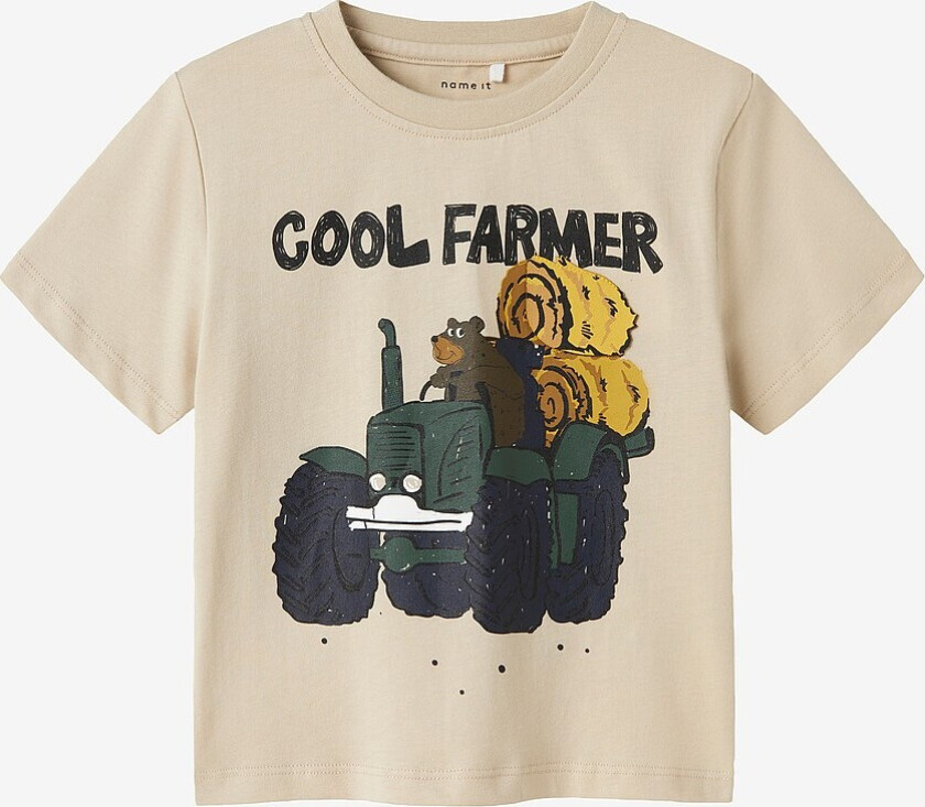 T-skjorte nmmLou SS Nreg Top Box - Beige