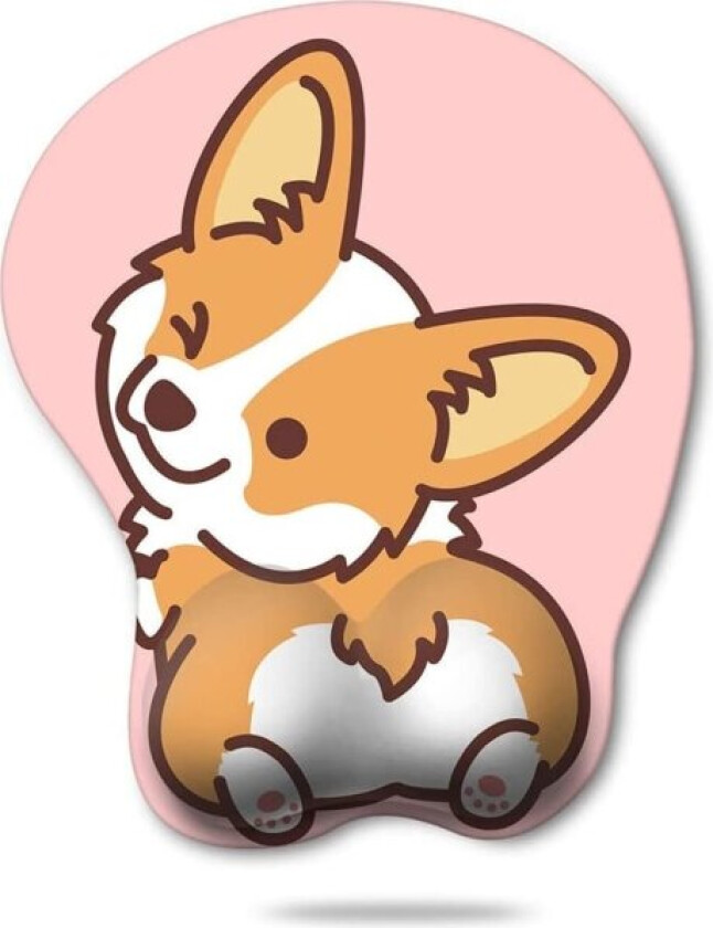 Ergonomisk rosa musematte med håndleddstøtte, sklisikker bakside Corgi Anime søt gel musematte håndleddsstøtte, enkel skriving og smertelindring (rosa søt Corgi)