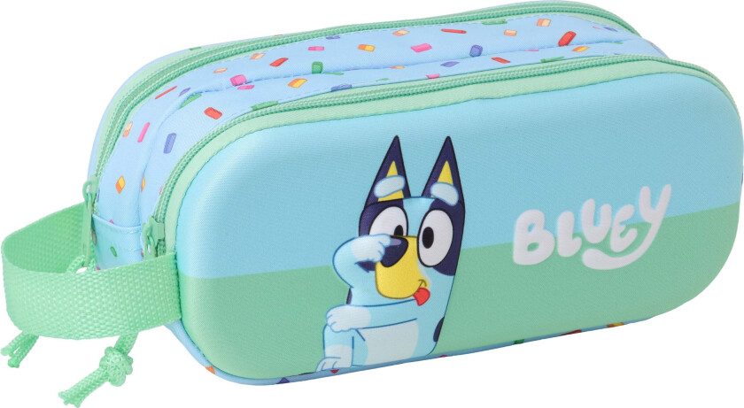 3D Dobbeltpennal, Grønn/Blå - Pennal - Polyester